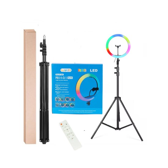 RINGLIGHT STAND LJJ-33 WITH PHONE HOLDER AND REMOTE 33CM BLACK